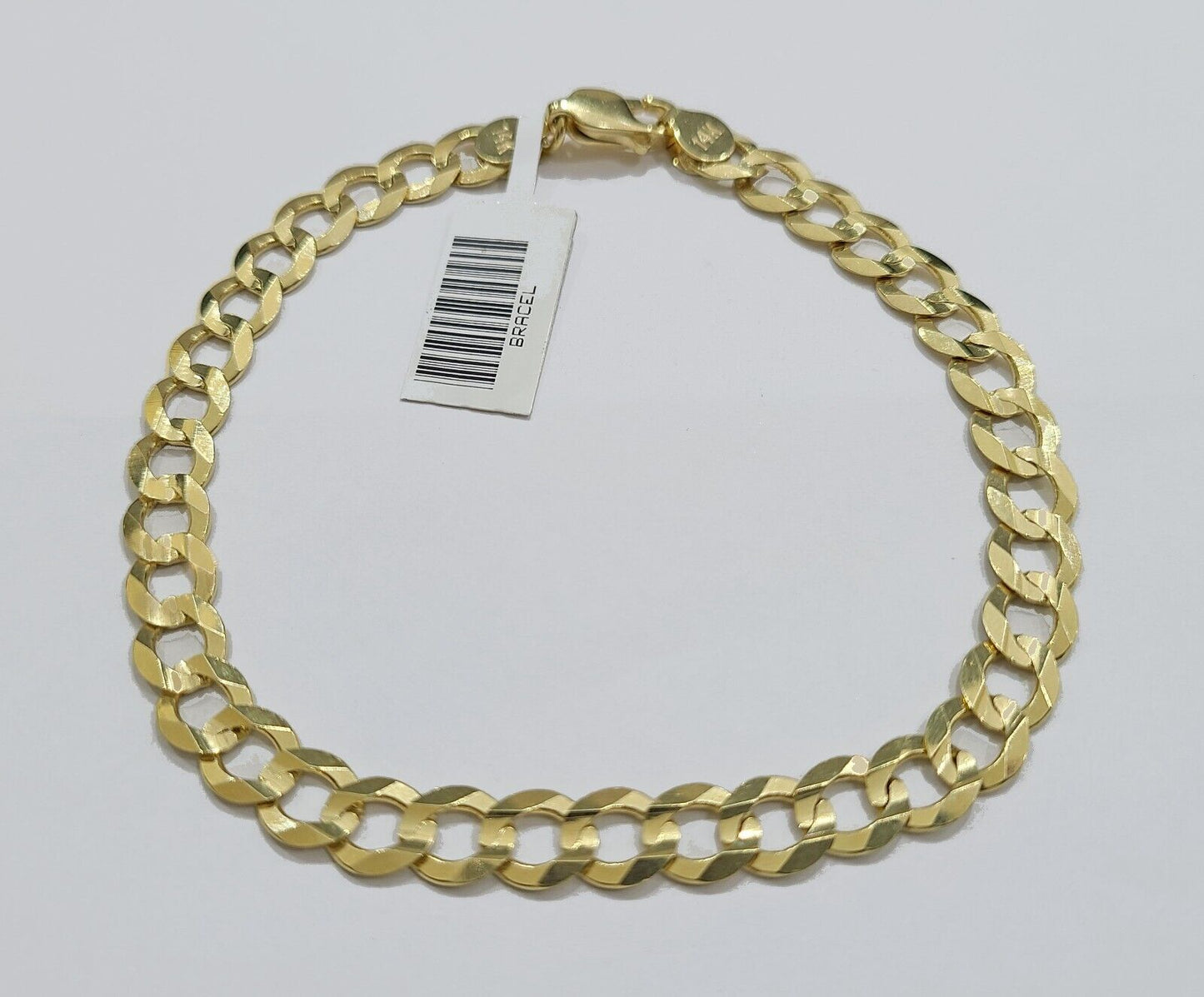 Real 14k Yellow Gold 7mm Cuban Curb Link Bracelet 9''inch 14kt Unisex