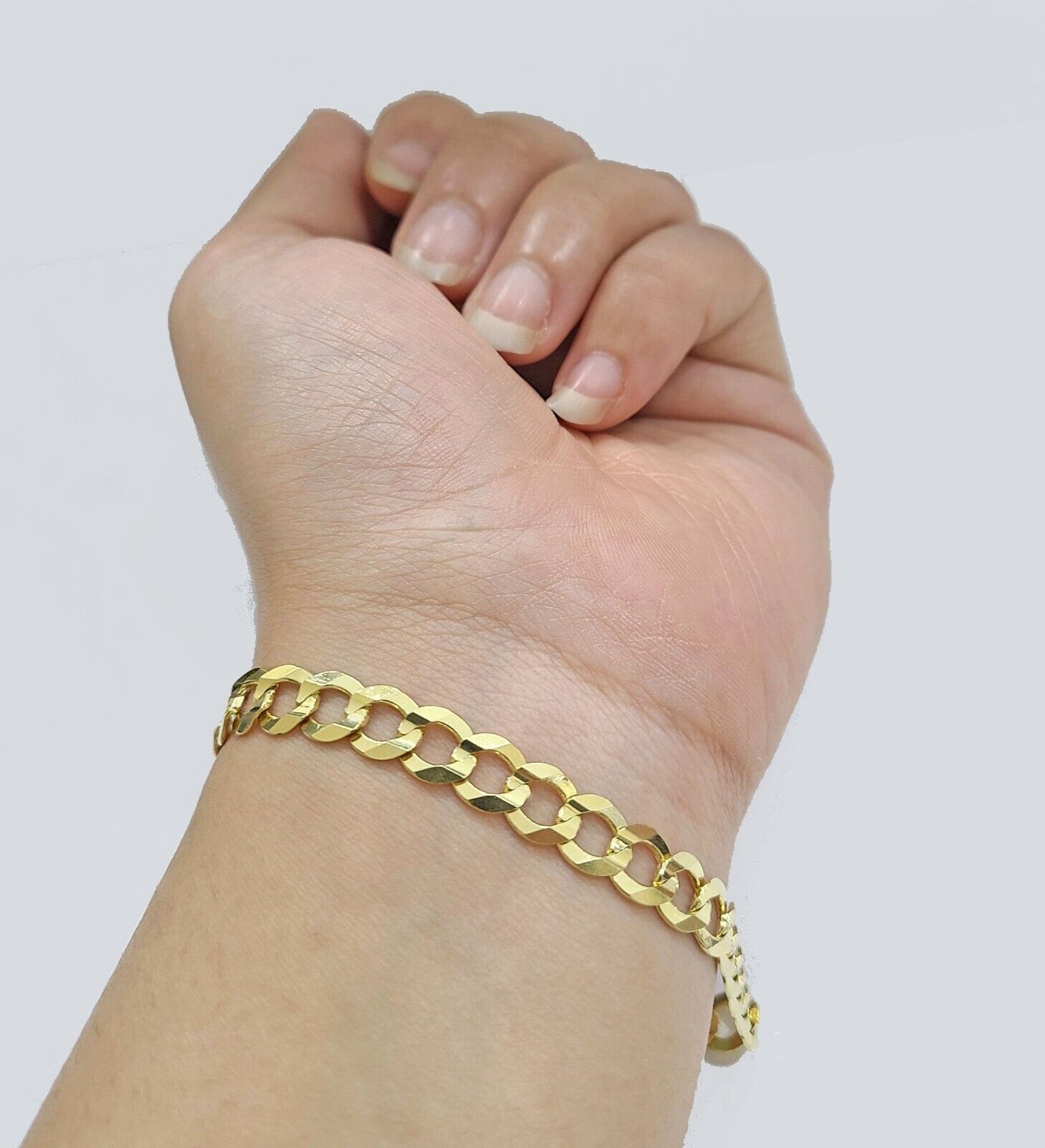 Real 14k Yellow Gold 7mm Cuban Curb Link Bracelet 9''inch 14kt Unisex