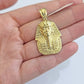 10k Yellow Gold Pendant Pharoah Head Charm Egyptian REAL 10kt For Mens Chain