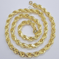 10k Yellow Gold Rope Chain Necklace 24 Inch 8mm Diamond Cuts Men's REAL 10KT