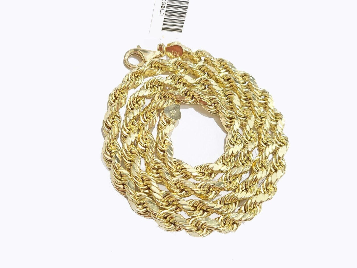 Real 10K Yellow Gold Rope Chain 6mm  Necklace  20-30'' Inches Lobster Lock 10kt