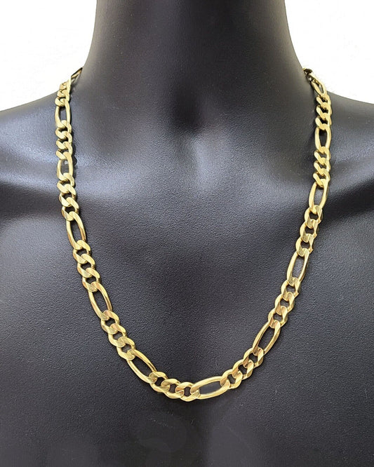 14k Solid Yellow Gold Figaro Chain 10mm 20'' inches Necklace Real 14kt