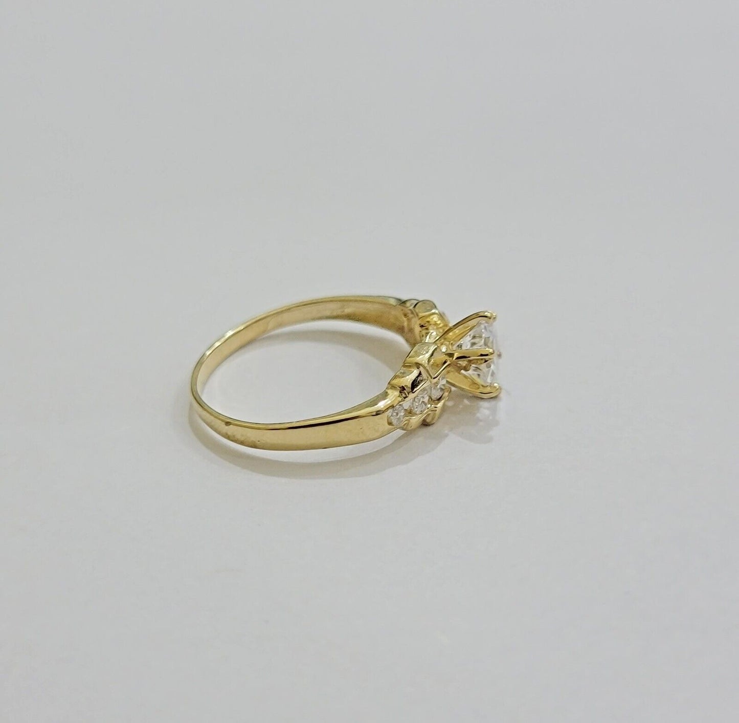 Real 10k Yellow Gold Ladies Ring Wedding  Engagement Band 10kt Gold & Solitaire