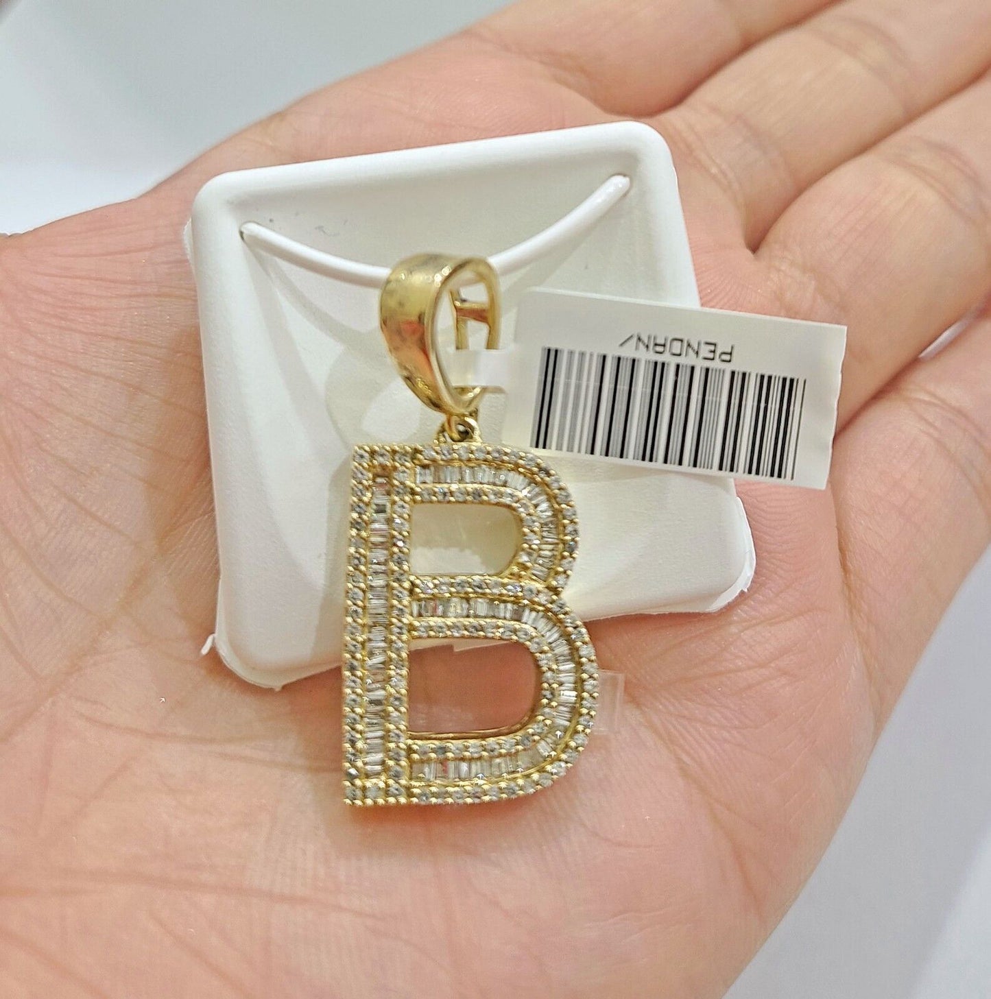 Real 10K Yellow Gold Alphabets Diamond Cut Charm A-Z Pendant  Initials