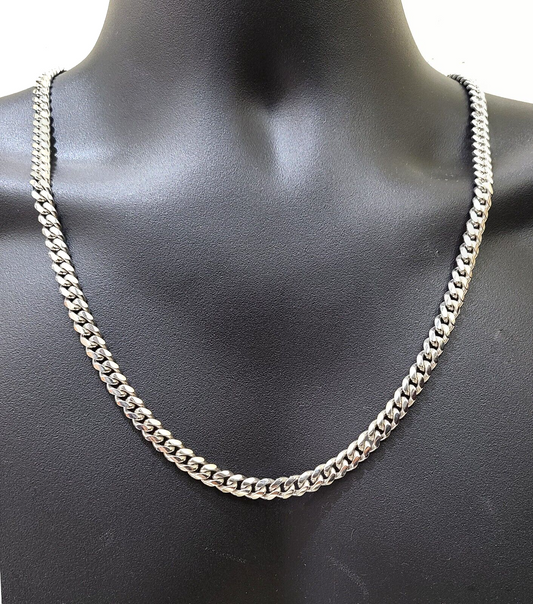 Real 10k Solid White Gold Necklace Miami Cuban Chain 7mm 26" Inch 10kt Unisex