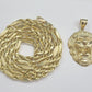 Real 10k Yellow Gold Milano Rope Chain 26''  Necklace Lion Head charm pendant