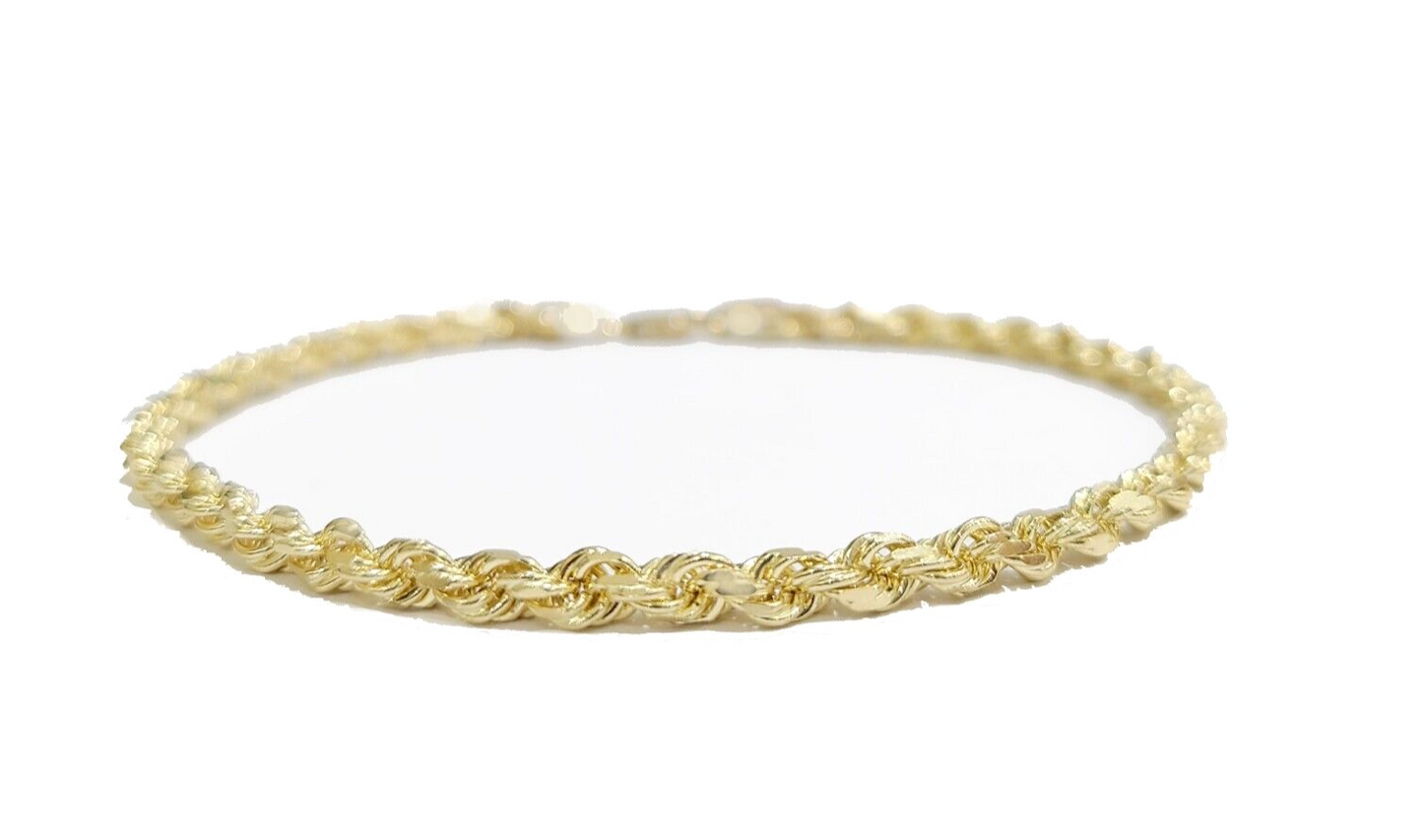 Real 14k Yellow Solid  Gold 3mm Rope  Bracelet 8.5'' inch 14kt Unisex