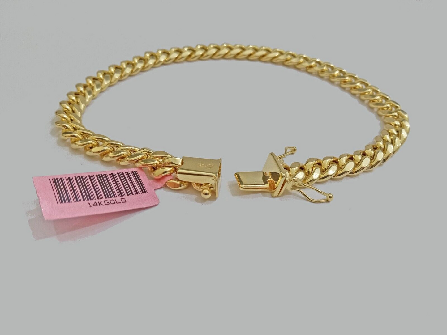 14k Yellow Gold Miami Cuban Link Bracelet 7" inch 7mm Real 14kt Kids and Ladies