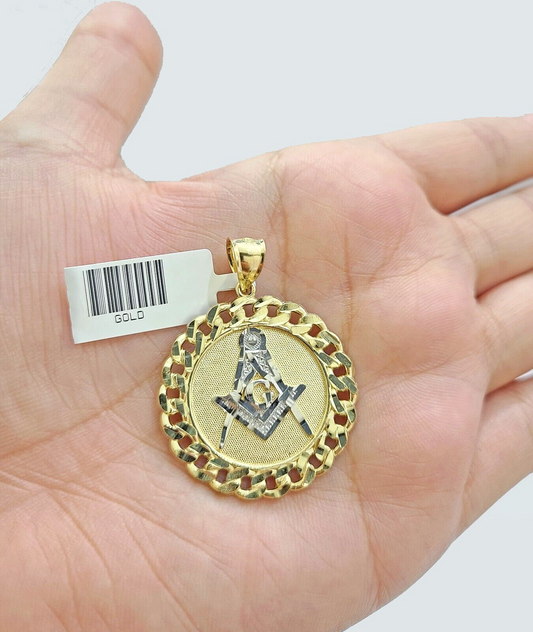 Real 10k Yellow Gold  Masonic Charm 1.5'' inches  Pendant 10kt for Chain