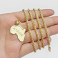 10k Yellow Gold Africa Map Charm Rope Chain 18 Inch Necklace Pendant SET SALE
