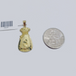 Real 10k Yellow Gold  Money Bag Charm 1'' inches  Pendant 10kt for Chain