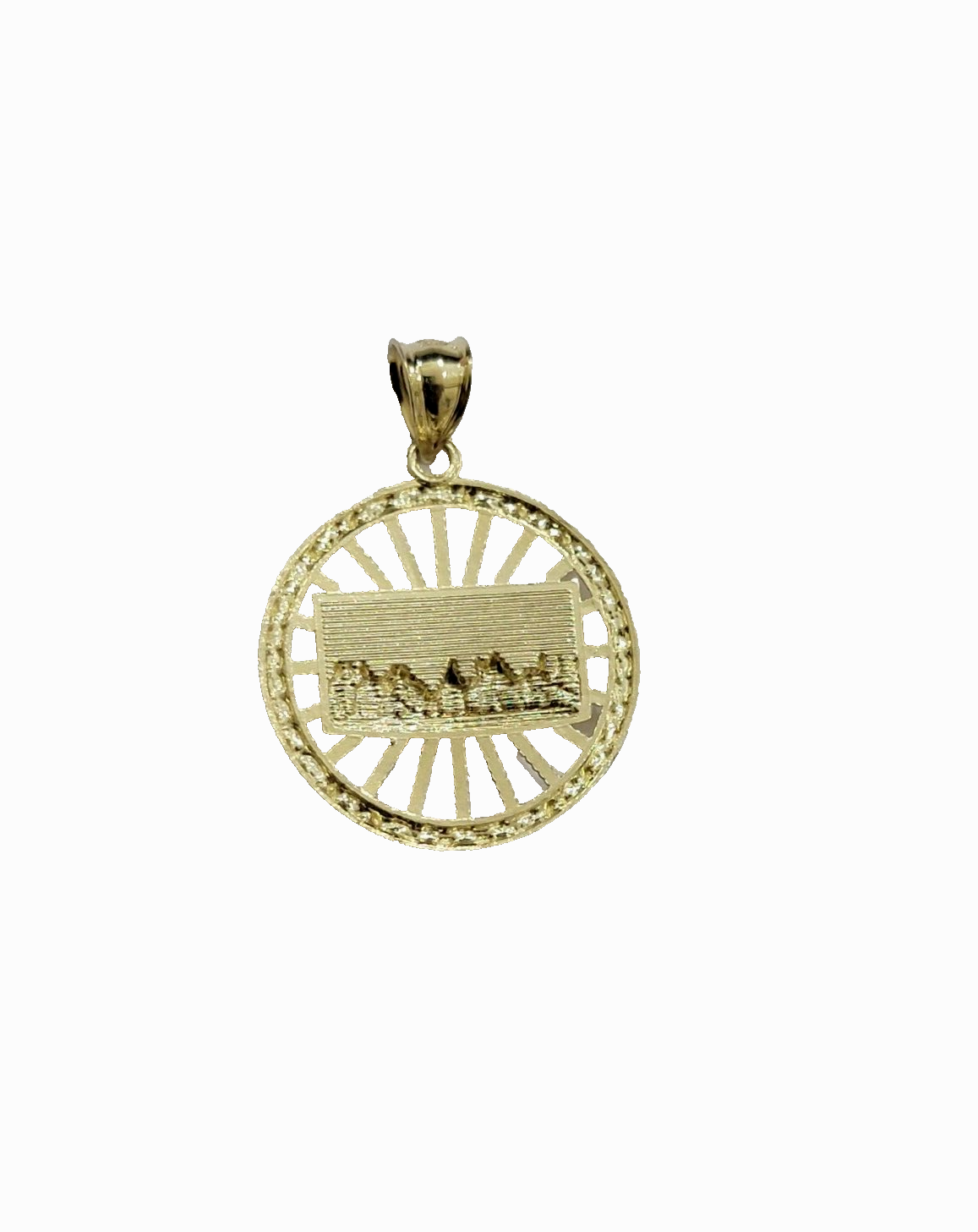 Real 10k Yellow Last Supper Circle Charm 1 Inch Pendant 10kt Necklace SALE 10kt