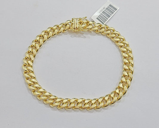 10k Yellow Gold Miami Cuban Link Bracelet 7" inch 8mm Real 10kt For LADIES / WOMEN