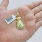 Real 10k Yellow Gold  Money Bag Charm 1'' inches  Pendant 10kt for Chain