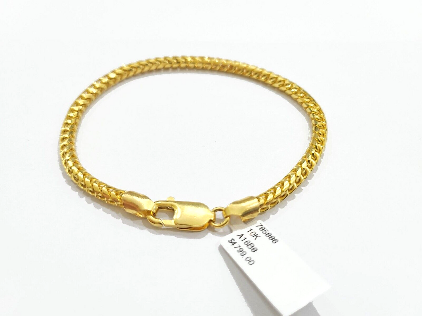 Real 10kt Solid Yellow Gold Franco Bracelet Unisex 8'' Inches 4mm