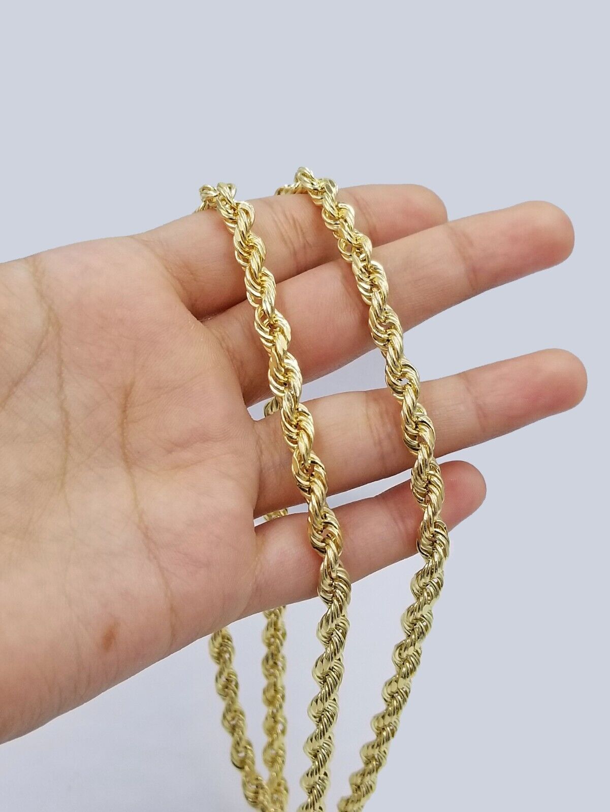 Real 14K Yellow Gold Necklace Rope Chain 6mm 26 inch 14kt Men's Chain for Charm