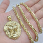 Real 10k Yellow Gold Milano Rope Chain 26''  Necklace Lion Head charm pendant