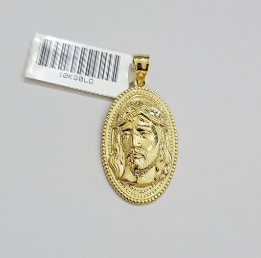 10k Yellow Gold Pendant Jesus Head Face Charm REAL 10kt For Men Women