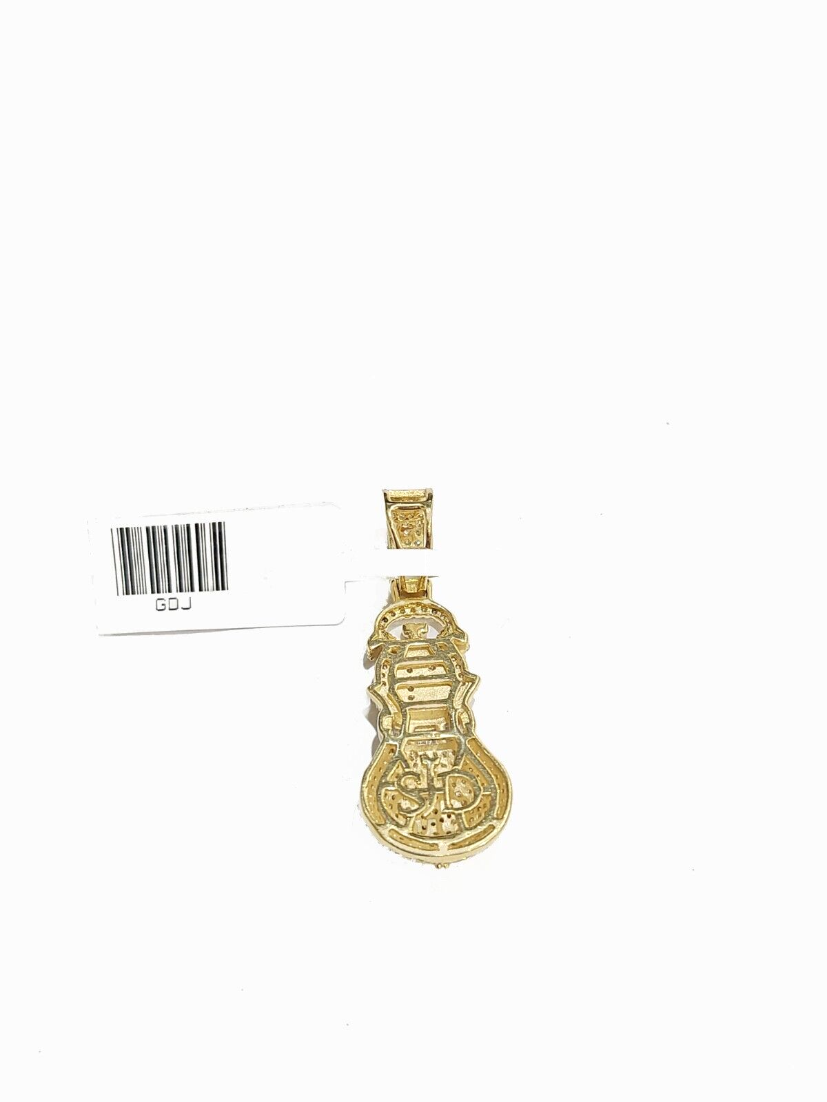 Real 10k Yellow Gold Money Bag Diamond Charm Pendant 10kt for Chain Men Women