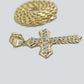 Real 10k Yellow Gold Cross Charm Rope Chain Necklace 4mm 28'' Pendant 10kt Jesus