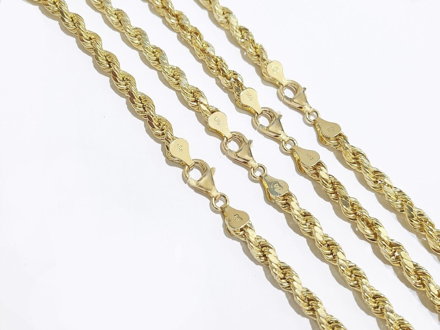 Real 10K Yellow Gold Rope Chain 6mm  Necklace  20-30'' Inches Lobster Lock 10kt