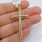 Real 10k Gold Rope Chain Cross Pendant, 3mm Necklace 20" Inch With Charm, 10kt