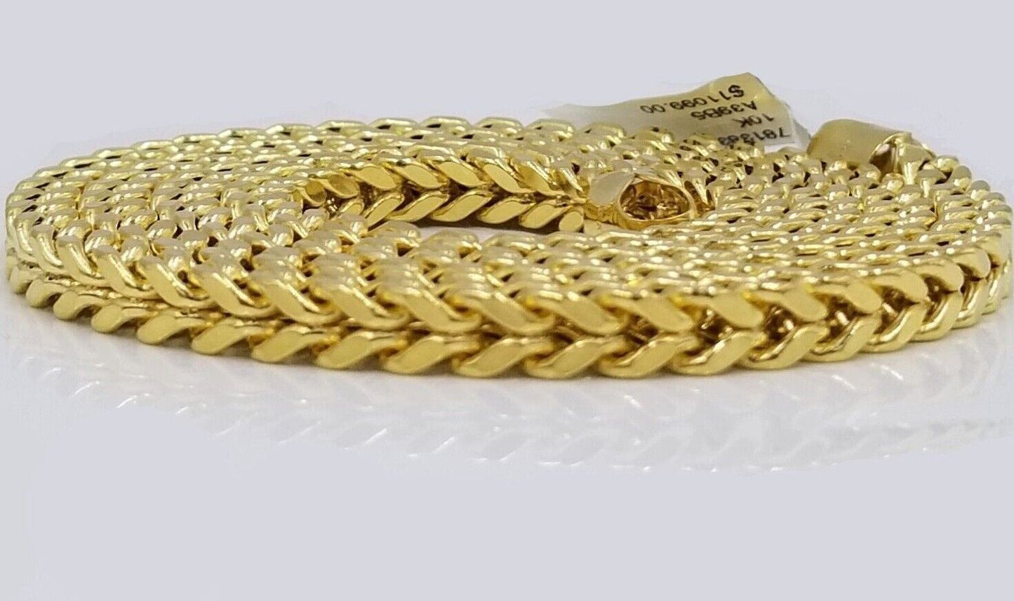 Real 10k Yellow Gold Franco Necklace 5mm 24" inch Men's 10kt Chain