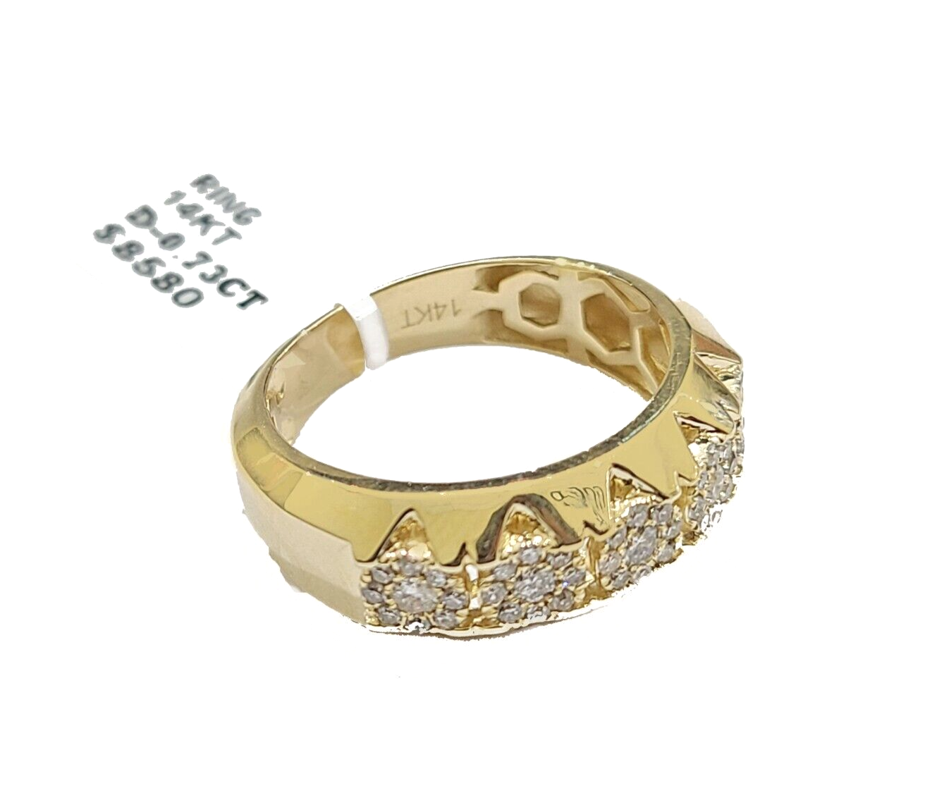 Real Diamond Mens Ring 14k Real Gold Band 14kt Yellow Gold 10" Genuine Diamonds