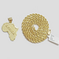 10k Yellow Gold Africa Map Charm Rope Chain Pendant 22 Inch Necklace SALE 10kt

