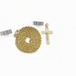 Real 10k Yellow Gold Jesus Cross Charm Rope Chain Necklace 3mm 24'' Pendant 10kt