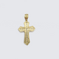 Real 10k Gold Jesus Crucifix Cross Pendant Charm 10kt Yellow 2'' Inch For Chain