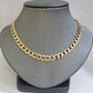 Real 10k Yellow Gold Chain Curb Link Necklace 8mm 24 Inch Diamond Cut Two-tone