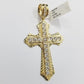 Real 10k Yellow Gold Cross Charm Pendant 2.5'' inch 10kt gold