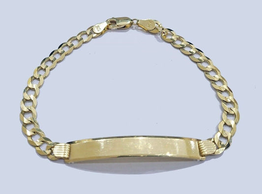 Real 10kt Yellow Gold Cuban Link ID Bracelet Unisex 8'' 6mm