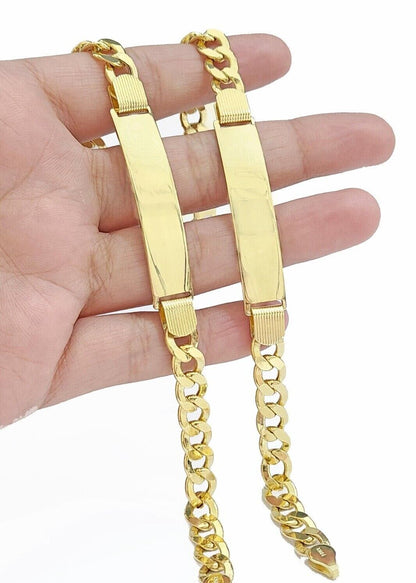 Real 10K Yellow Gold Cuban Curb Link ID Bracelet 8-8.5 Inches 8mm 10kt Gold