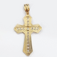 Real 14k Yellow Gold Diamond Cut Cross Charm Pendant For Mens 14kt Cross, New