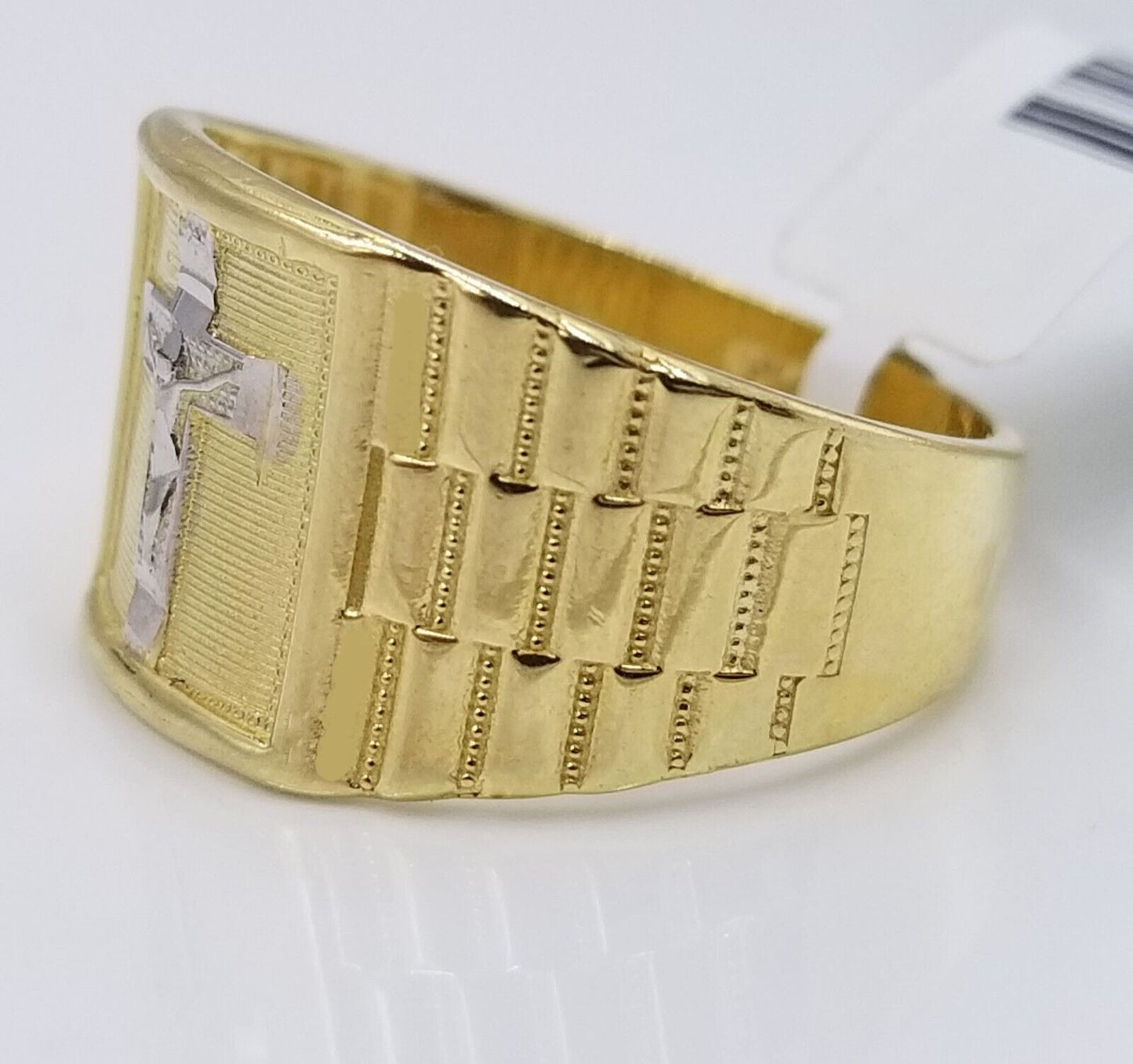 Real 10k Gold Men's Ring Cross size 10. 5 Yellow Gold Male Casual Pinky Band