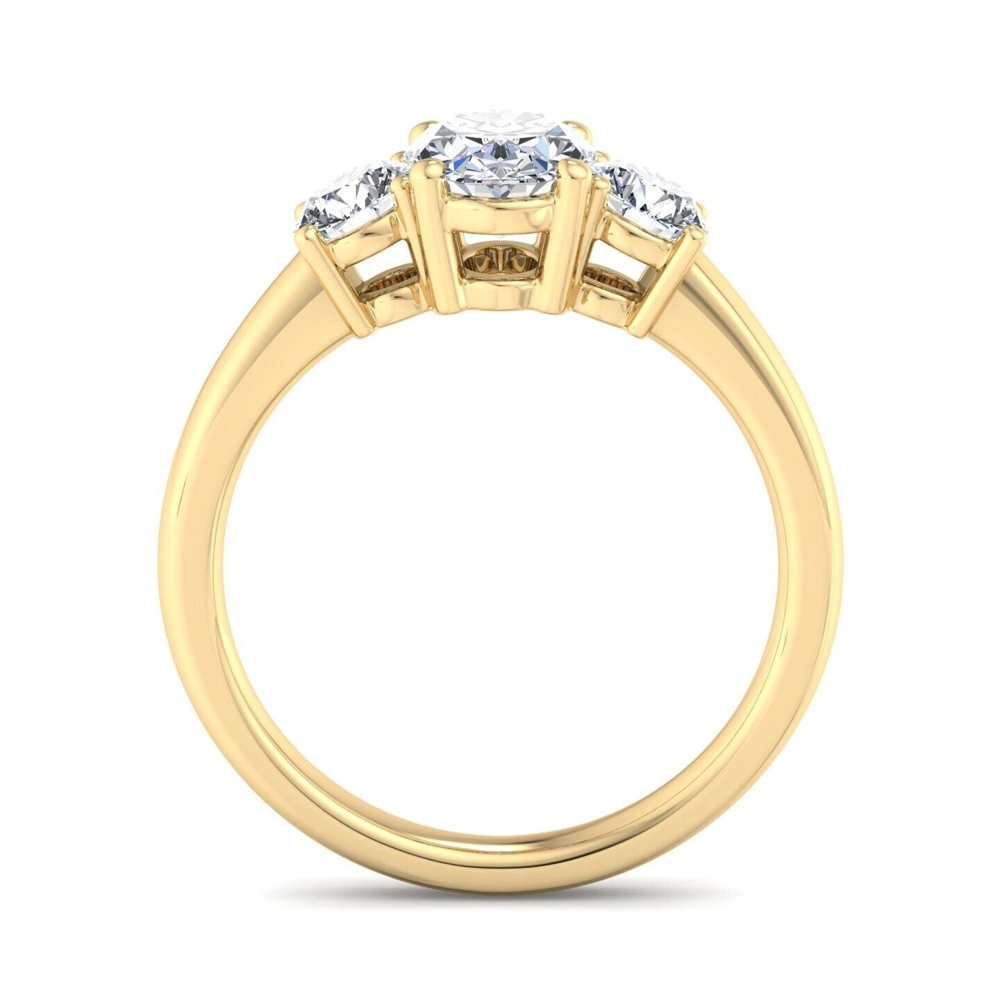 Real 14k Yellow Gold IGI Certified 3 Stone Diamond Ring 2CT Lab Created Round VS