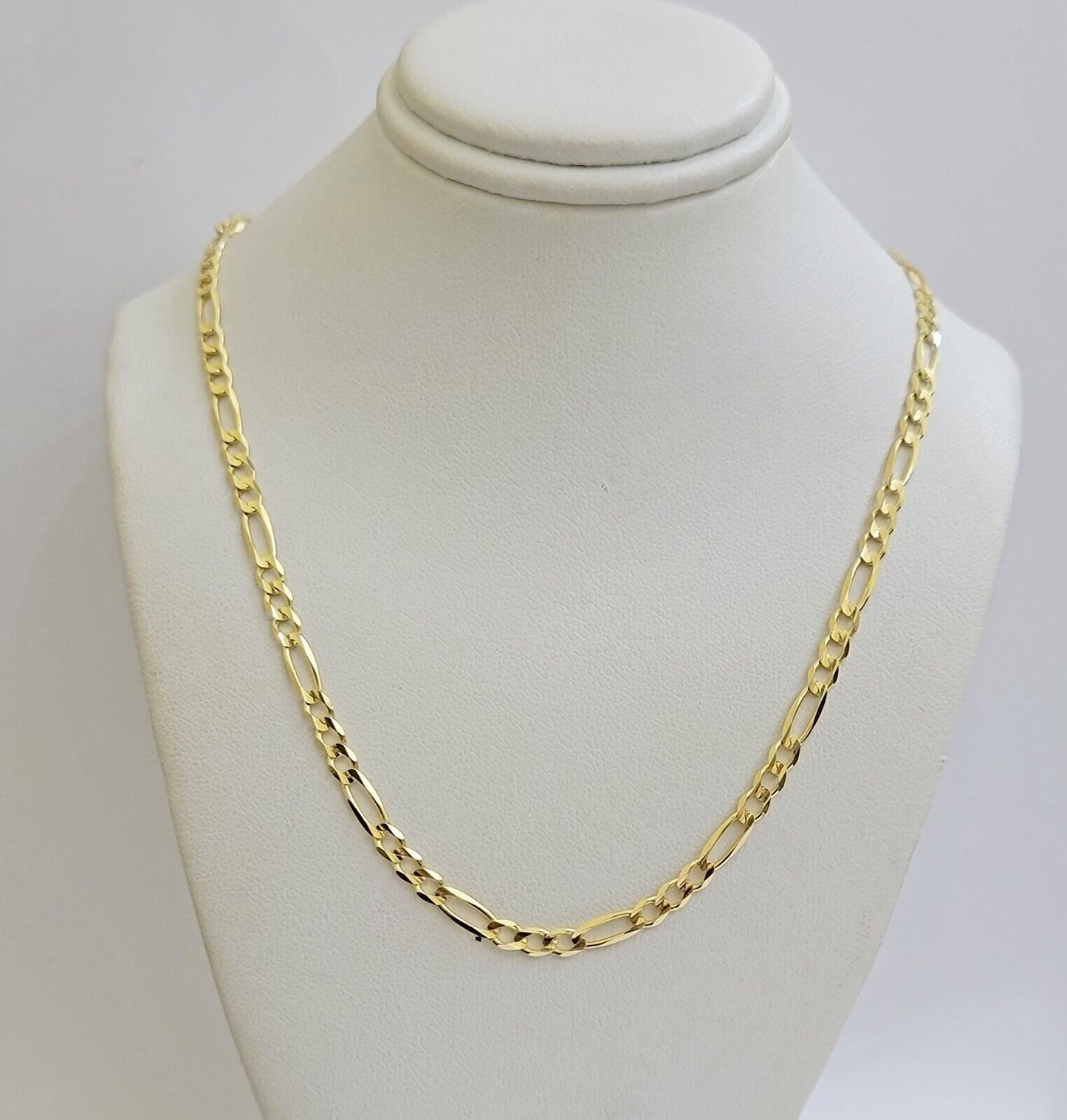 Solid 14k Yellow Gold Figaro chain Necklace 24 Inch 3.5mm Men's STRONG REAL 14kt