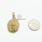 Real 10kt Yellow Gold Lion Head Pendant Diamond Charm for Necklace and Chain