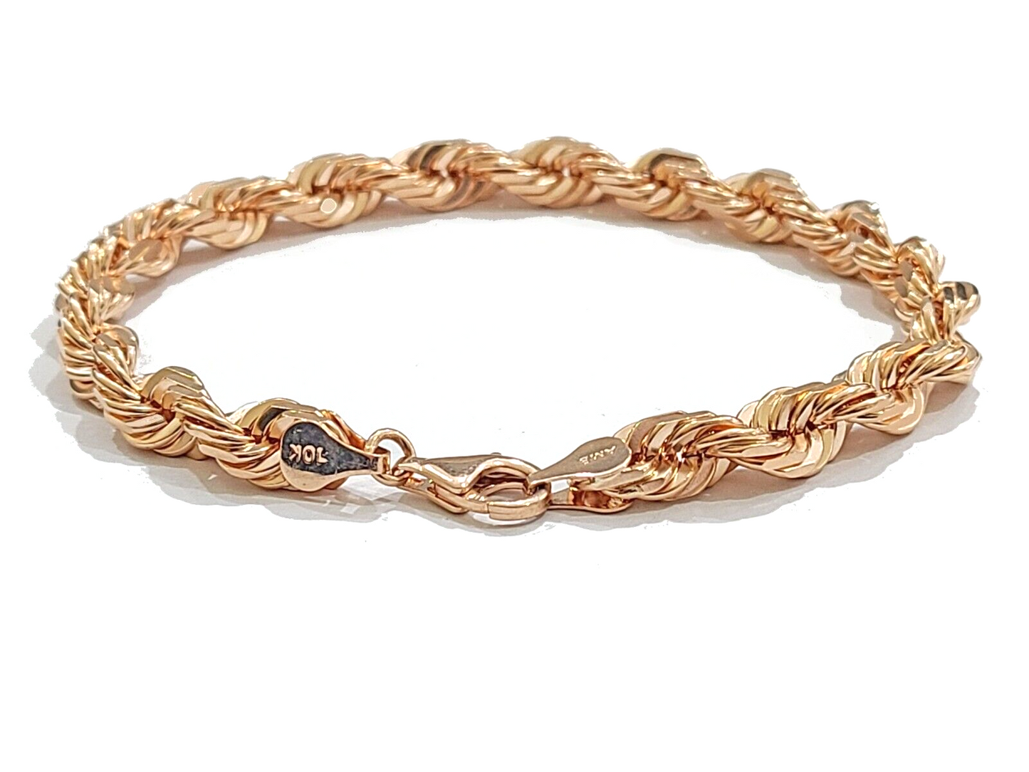 Real 10kt Solid Rose Gold Rope Bracelet Unisex 8.5'' Inches 7mm