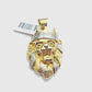 Real 10k Yellow Gold  Lion Head Crown Charm Pendant 10kt for Chain