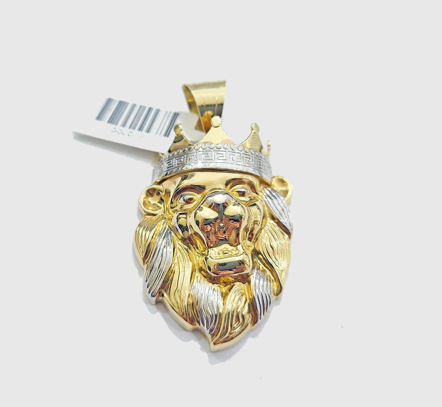 Real 10k Yellow Gold  Lion Head Crown Charm Pendant 10kt for Chain