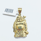 Real 10k Yellow Gold  Laughing Buddha Charm 1.5''inches  Pendant 10kt for Chain