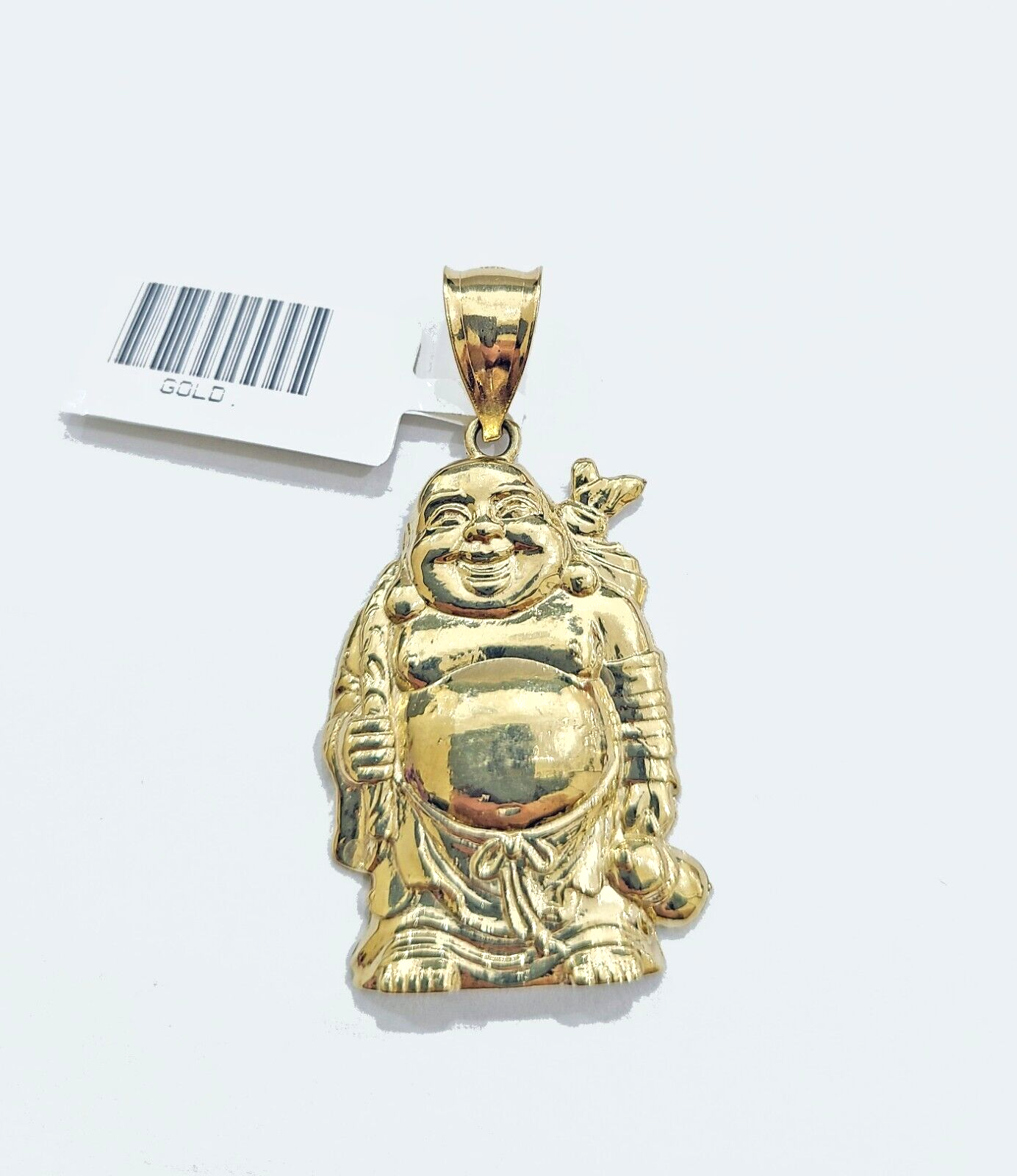 Real 10k Yellow Gold  Laughing Buddha Charm 1.5''inches  Pendant 10kt for Chain