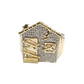 Real 10k Yellow Gold Diamond Trap House Ring Band 0.55CT Diamonds 10kt Size 10