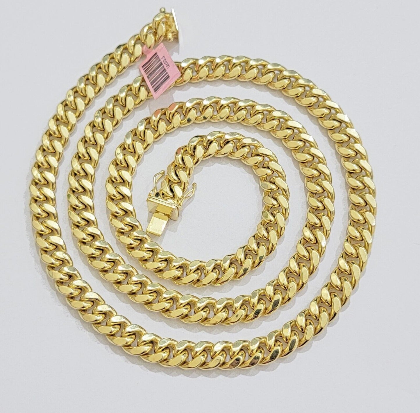 Real 14k Yellow Gold Necklace Miami Cuban Link Chain 9mm 20 inch Short Mens 14kt