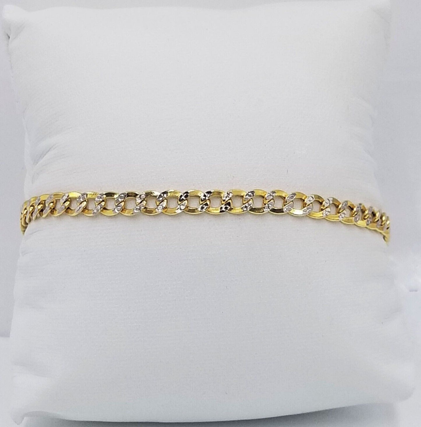 Real 10k Yellow Gold Cuban Curb link 4mm 8"  Bracelet Diamond Cut