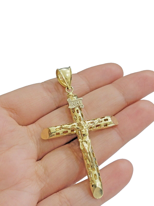 10k Yellow Gold Jesus Crucifix Cross Charm Pendant 2.5'' Inch Real 10kt SALE Men