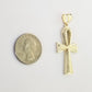 Real 10k Yellow Gold Pendant Ankh Charm Cross Diamond Cut 10kt Gold For Chain